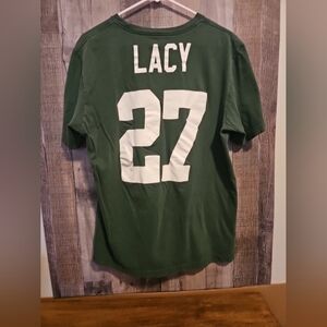 Green Bay Packers NFL Football Nike Tee Lacy 27 Graphic Jersey Style Shirt L